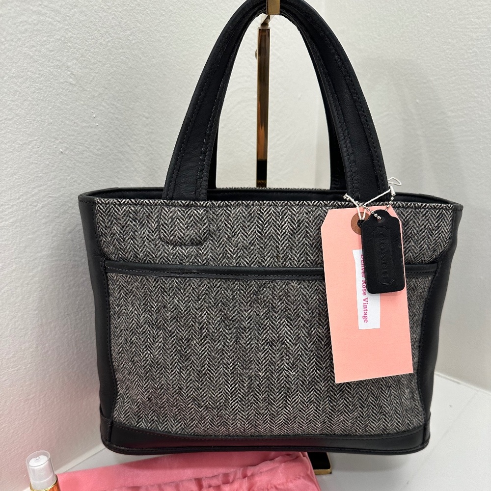 Vintage Coach Black Bleecker Tweed Satchel Style Number 6126 circa 1999